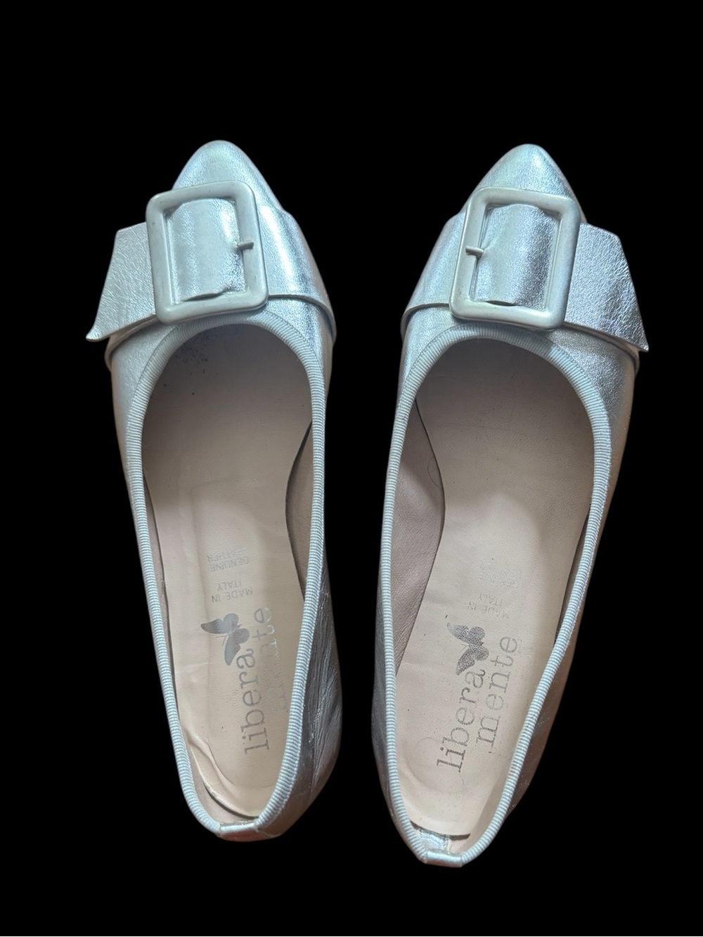 Silvers Libéra Mento Italy leather Pointed-Toe Buckle Flats size 40 used once